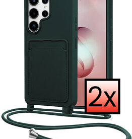 NoXx NoXx Samsung Galaxy S26 Ultra Hoesje Pashouder met Koord - Donkergroen - 2 PACK