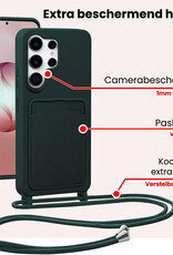 NoXx NoXx Samsung Galaxy S26 Ultra Hoesje Pashouder met Koord Met 2x Screenprotector - Donkergroen