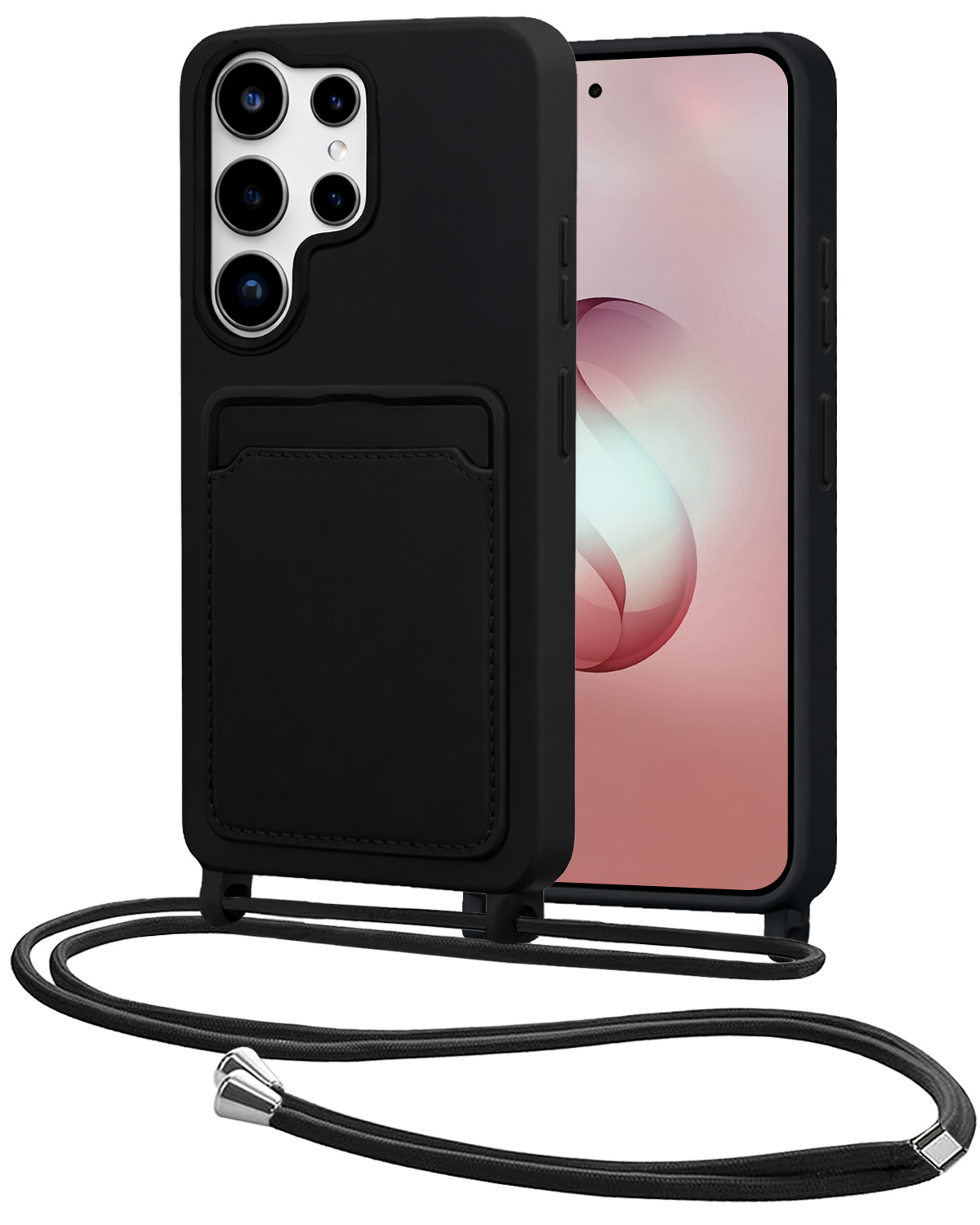 NoXx NoXx Samsung Galaxy S26 Ultra Hoesje Pashouder met Koord - Zwart