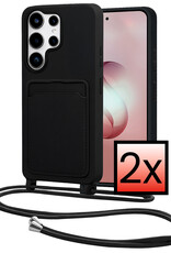 NoXx NoXx Samsung Galaxy S26 Ultra Hoesje Pashouder met Koord - Zwart - 2 PACK
