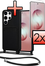 NoXx NoXx Samsung Galaxy S26 Ultra Hoesje Pashouder met Koord Met 2x Screenprotector - Zwart