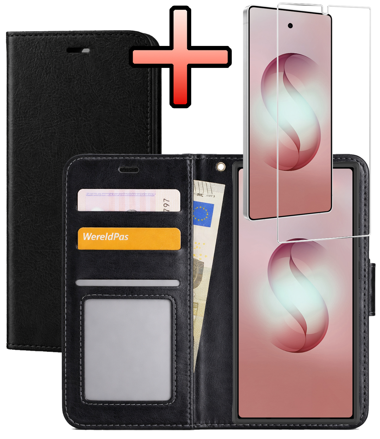 NoXx NoXx Samsung Galaxy S26 Ultra Hoesje Bookcase Met Screenprotector - Zwart