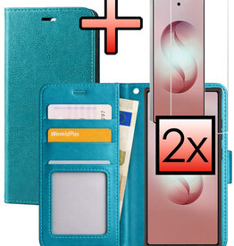 NoXx NoXx Samsung Galaxy S26 Ultra Hoesje Bookcase Met 2x Screenprotector - Turquoise