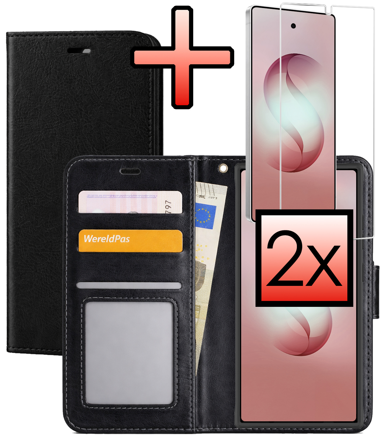 NoXx NoXx Samsung Galaxy S26 Ultra Hoesje Bookcase Met 2x Screenprotector - Zwart