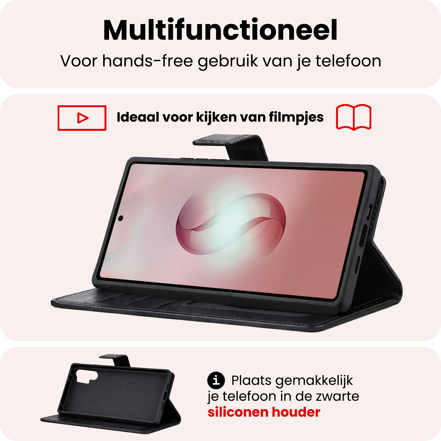 NoXx NoXx Samsung Galaxy S26 Ultra Hoesje Bookcase Met 2x Screenprotector - Zwart