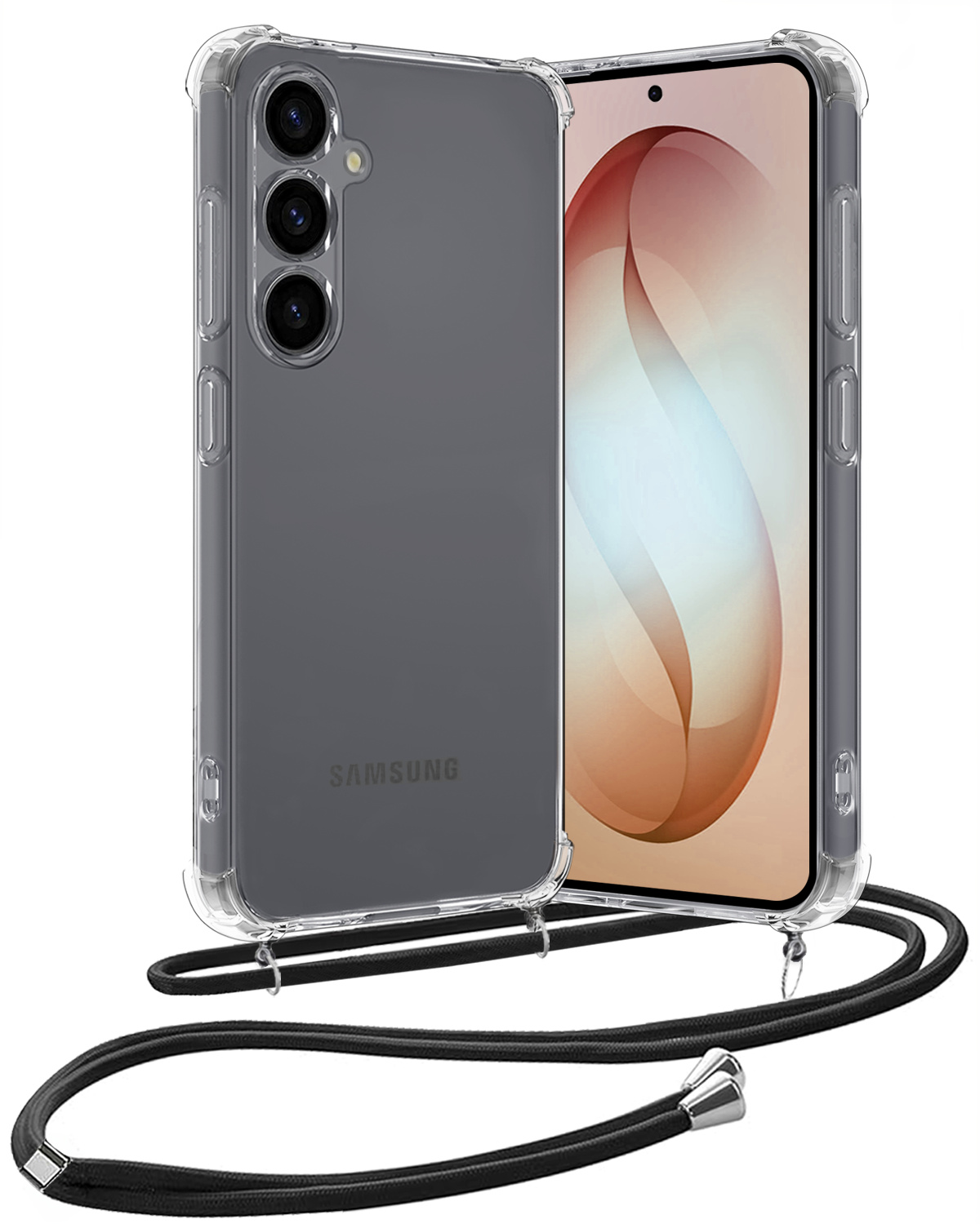 Nomfy Nomfy Samsung Galaxy S26 Hoesje Transparant Shockproof Met Zwart Koord