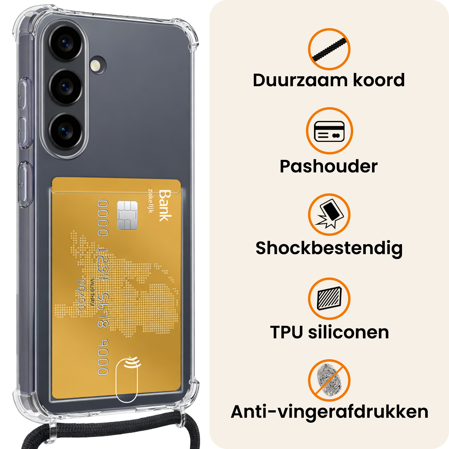 Nomfy Nomfy Samsung Galaxy S26 Hoesje Pashouder met Koord