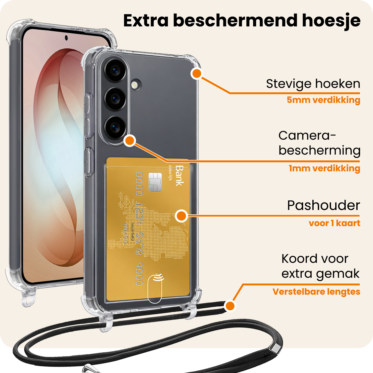 Nomfy Nomfy Samsung Galaxy S26 Hoesje Pashouder met Koord