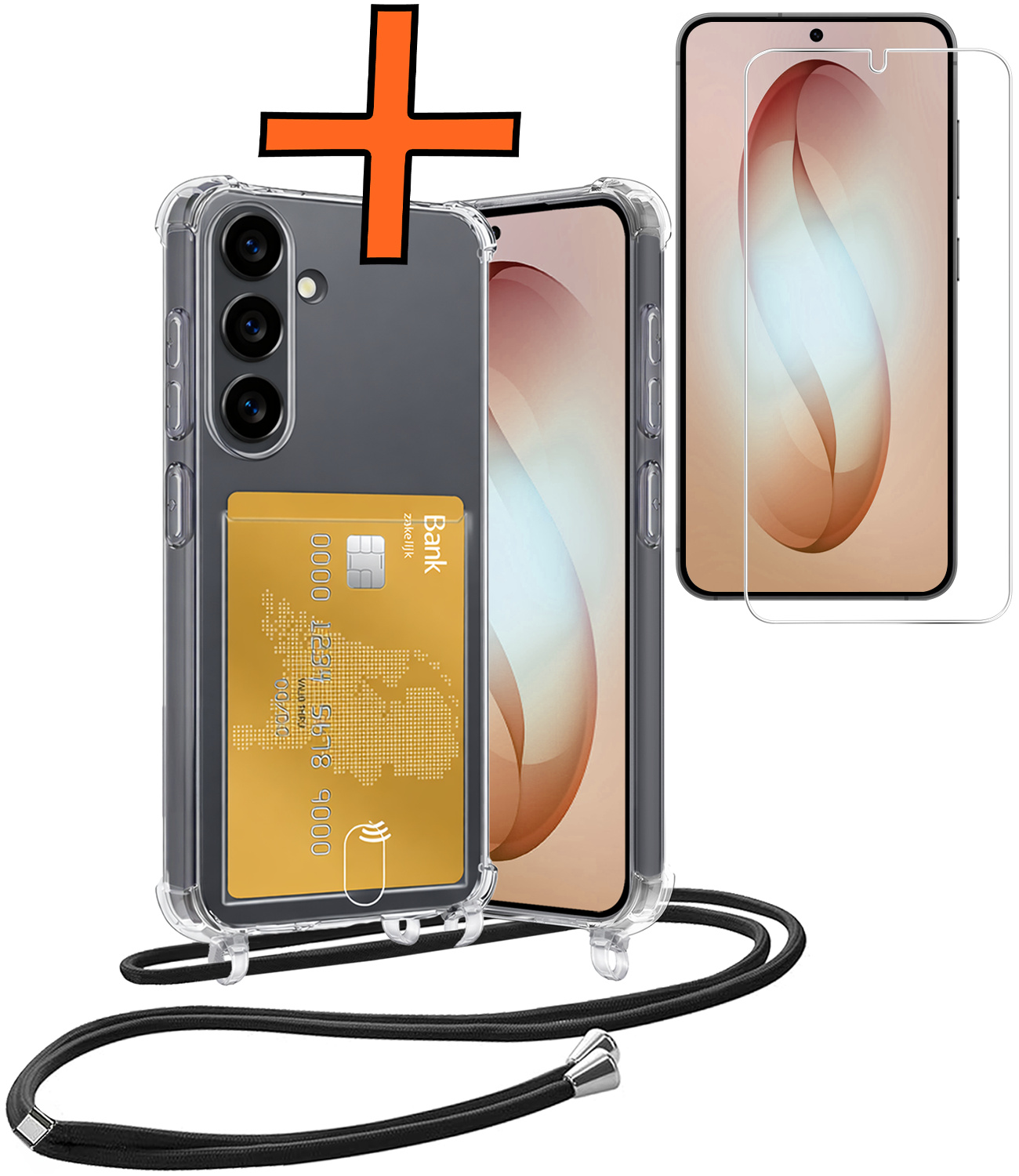 Nomfy Nomfy Samsung Galaxy S26 Hoesje Pashouder met Koord Met Screenprotector