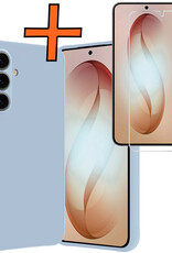 Nomfy Nomfy Samsung Galaxy S26 Hoesje Siliconen Met Screenprotector - Lichtblauw