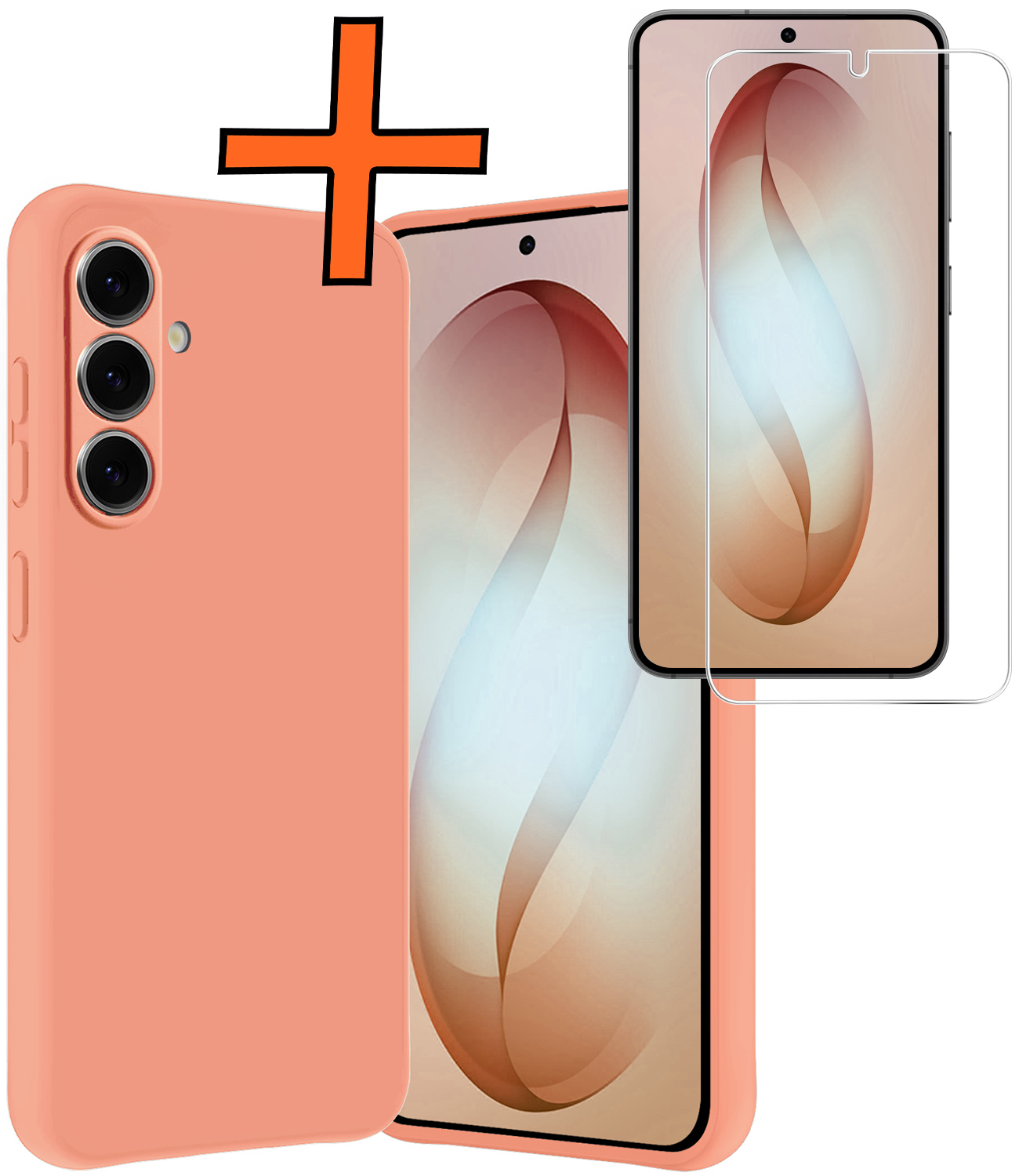 Nomfy Nomfy Samsung Galaxy S26 Hoesje Siliconen Met Screenprotector - Perzik