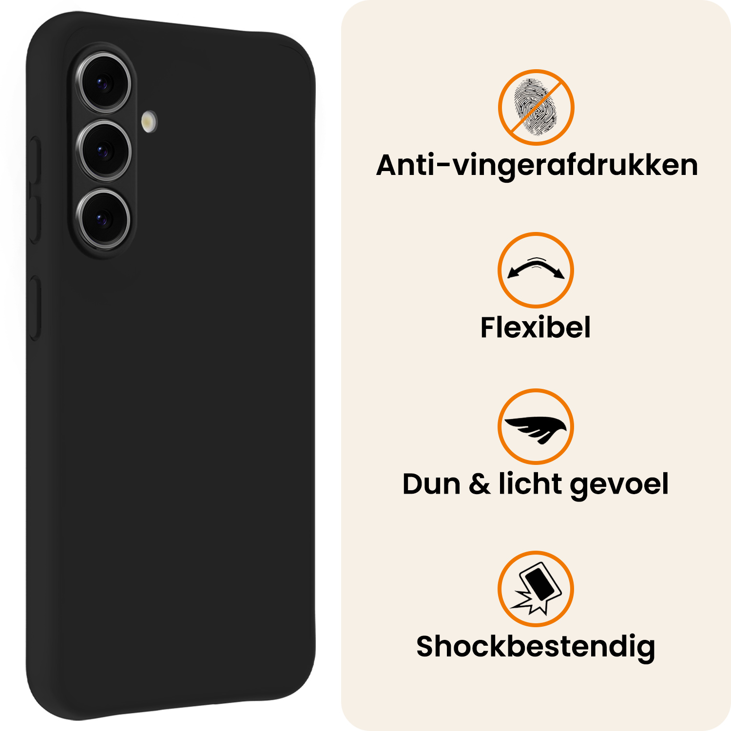 Nomfy Nomfy Samsung Galaxy S26 Hoesje Siliconen Met Screenprotector - Zwart