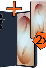 Nomfy Nomfy Samsung Galaxy S26 Hoesje Siliconen Met 2x Screenprotector - Donkerblauw