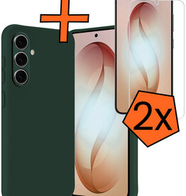 Nomfy Nomfy Samsung Galaxy S26 Hoesje Siliconen Met 2x Screenprotector - Donkergroen