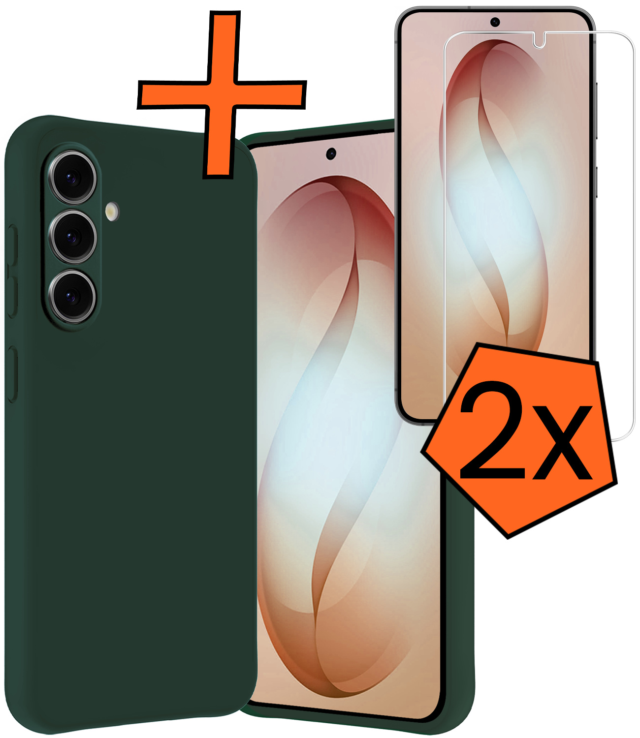 Nomfy Nomfy Samsung Galaxy S26 Hoesje Siliconen Met 2x Screenprotector - Donkergroen