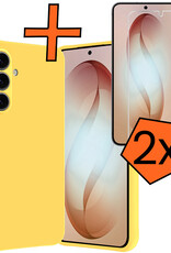 Nomfy Nomfy Samsung Galaxy S26 Hoesje Siliconen Met 2x Screenprotector - Geel