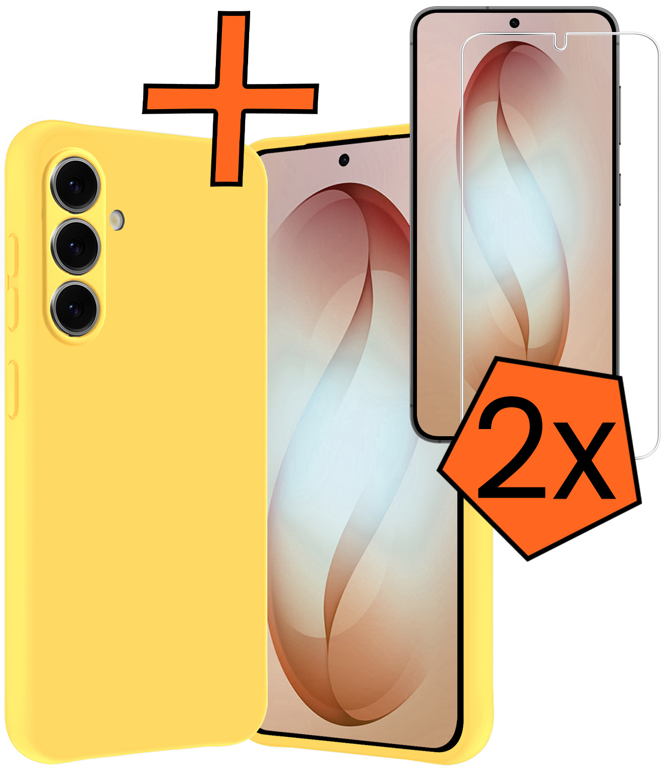 Nomfy Nomfy Samsung Galaxy S26 Hoesje Siliconen Met 2x Screenprotector - Geel