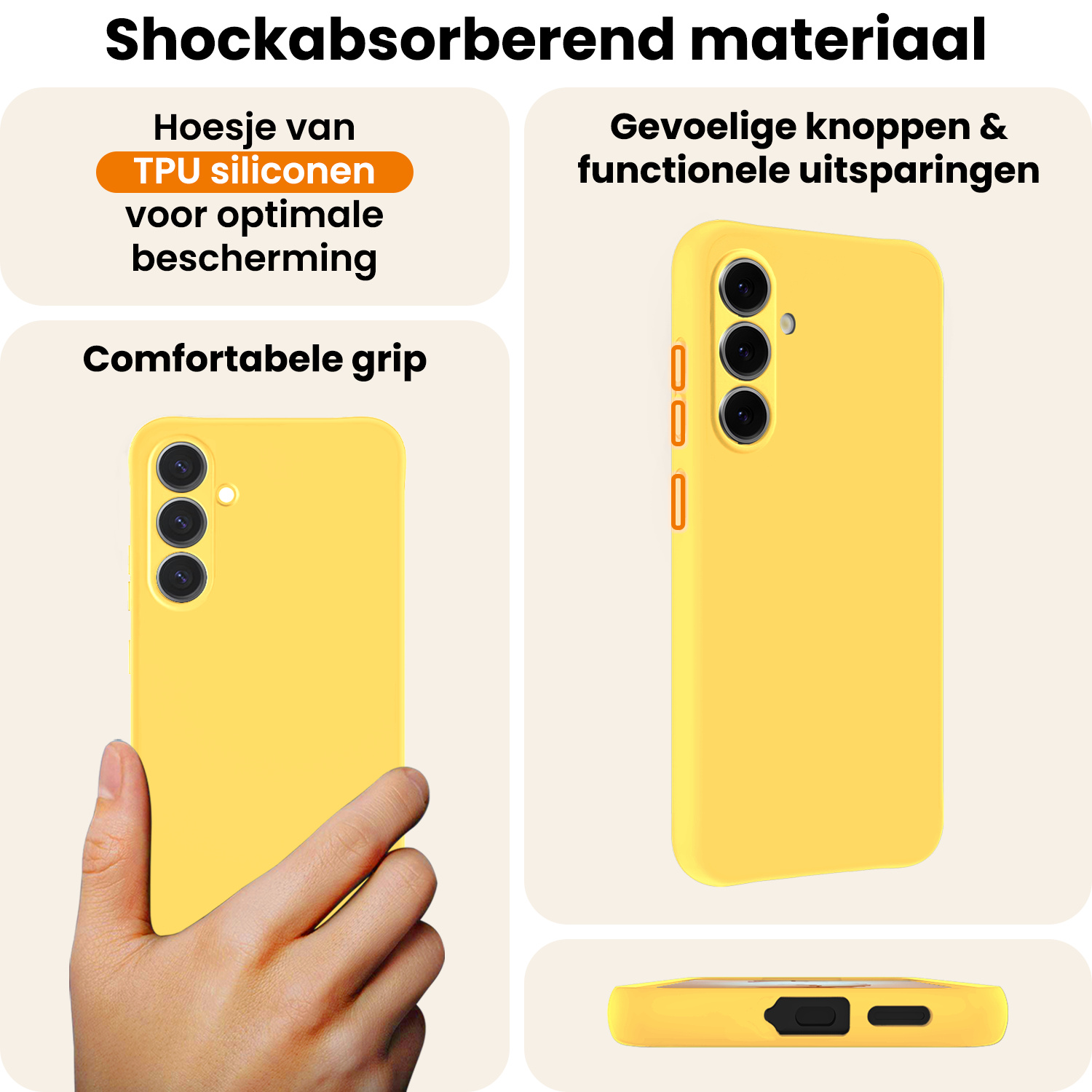 Nomfy Nomfy Samsung Galaxy S26 Hoesje Siliconen Met 2x Screenprotector - Geel