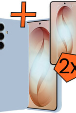 Nomfy Nomfy Samsung Galaxy S26 Hoesje Siliconen Met 2x Screenprotector - Lichtblauw