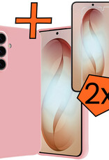 Nomfy Nomfy Samsung Galaxy S26 Hoesje Siliconen Met 2x Screenprotector - Lichtroze