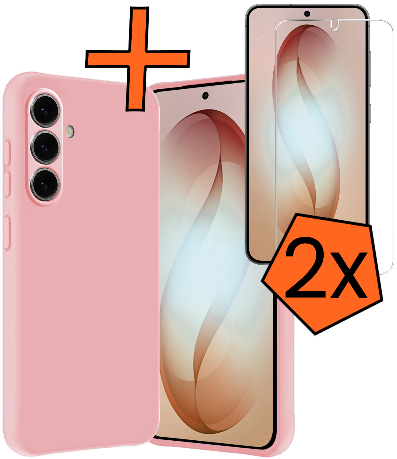 Nomfy Nomfy Samsung Galaxy S26 Hoesje Siliconen Met 2x Screenprotector - Lichtroze