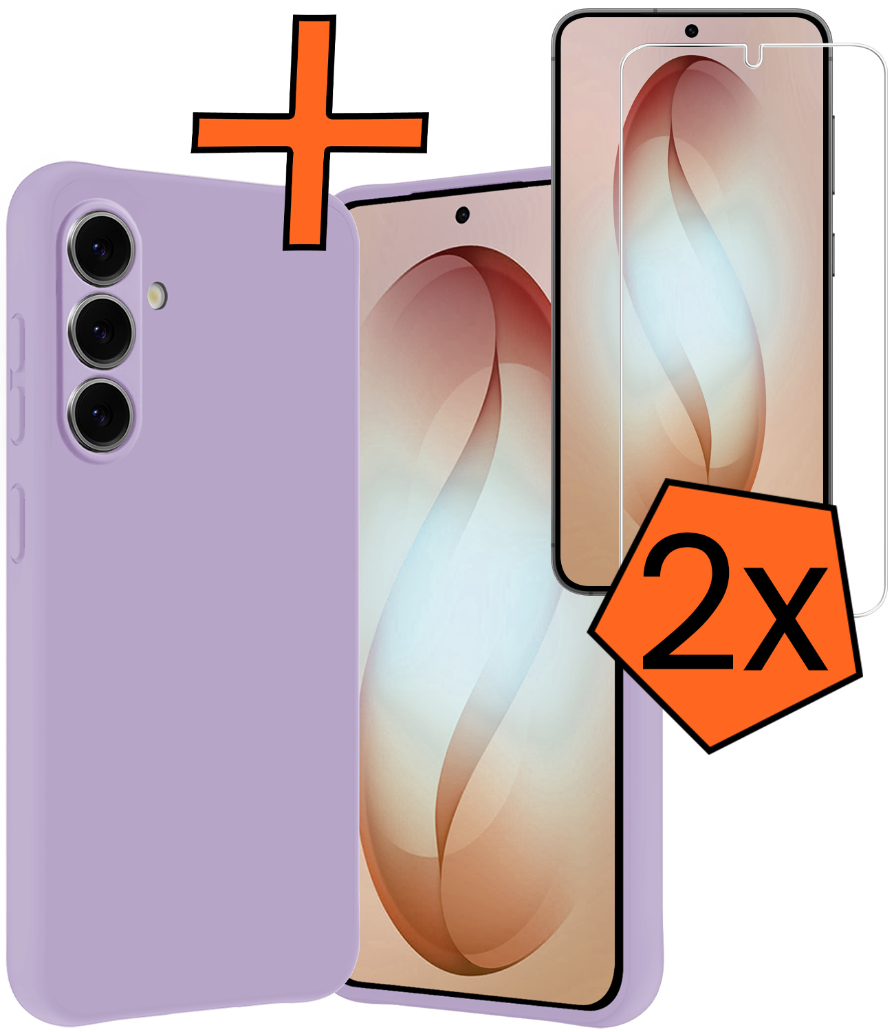 Nomfy Nomfy Samsung Galaxy S26 Hoesje Siliconen Met 2x Screenprotector - Lila