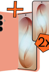 Nomfy Nomfy Samsung Galaxy S26 Hoesje Siliconen Met 2x Screenprotector - Perzik