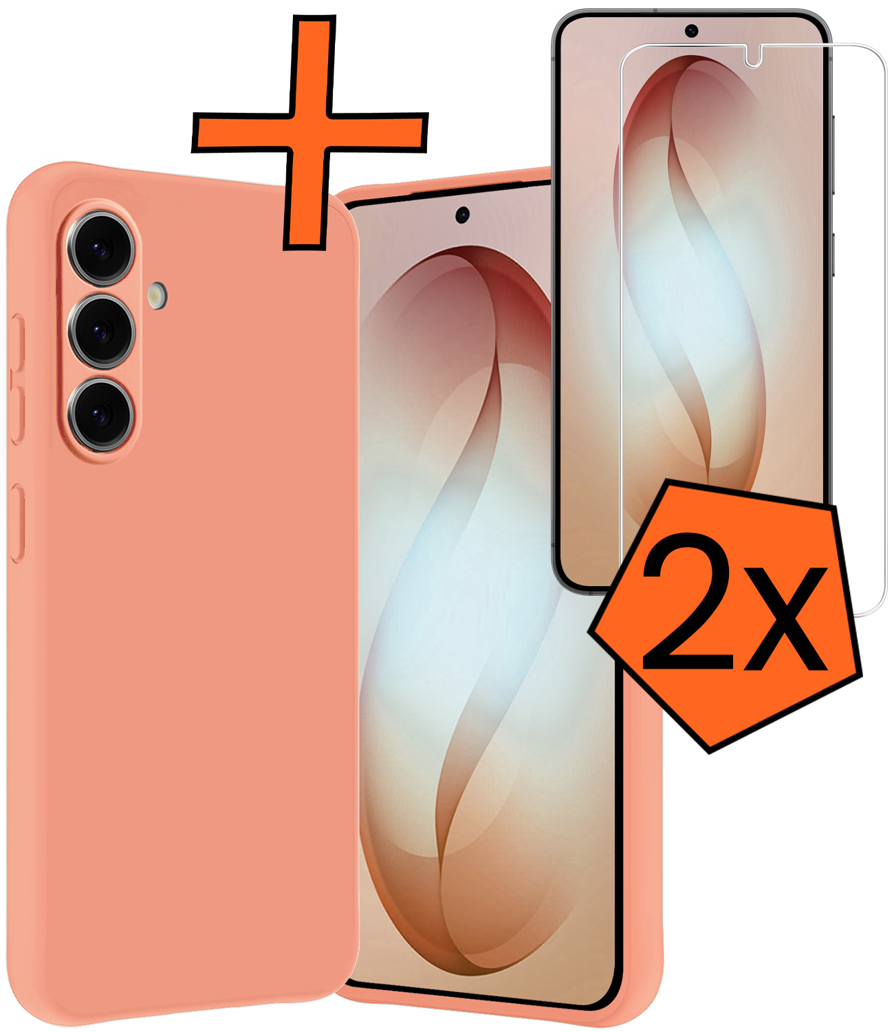 Nomfy Nomfy Samsung Galaxy S26 Hoesje Siliconen Met 2x Screenprotector - Perzik