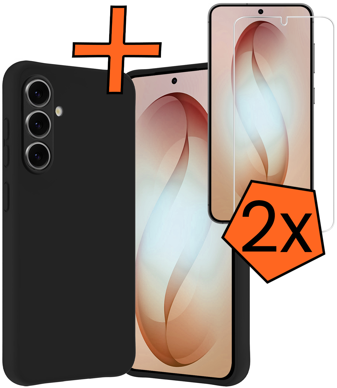 Nomfy Nomfy Samsung Galaxy S26 Hoesje Siliconen Met 2x Screenprotector - Zwart