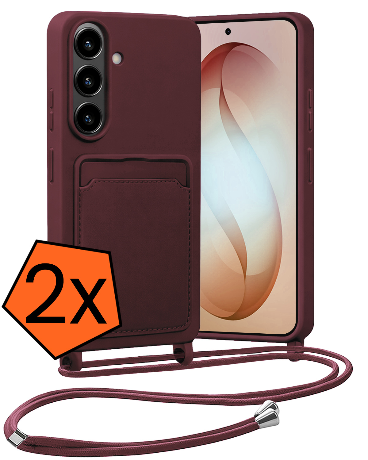 Nomfy Nomfy Samsung Galaxy S26 Hoesje Pashouder met Koord - Aubergine - 2 PACK