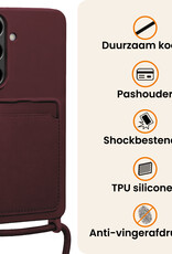 Nomfy Nomfy Samsung Galaxy S26 Hoesje Pashouder met Koord Met 2x Screenprotector - Aubergine