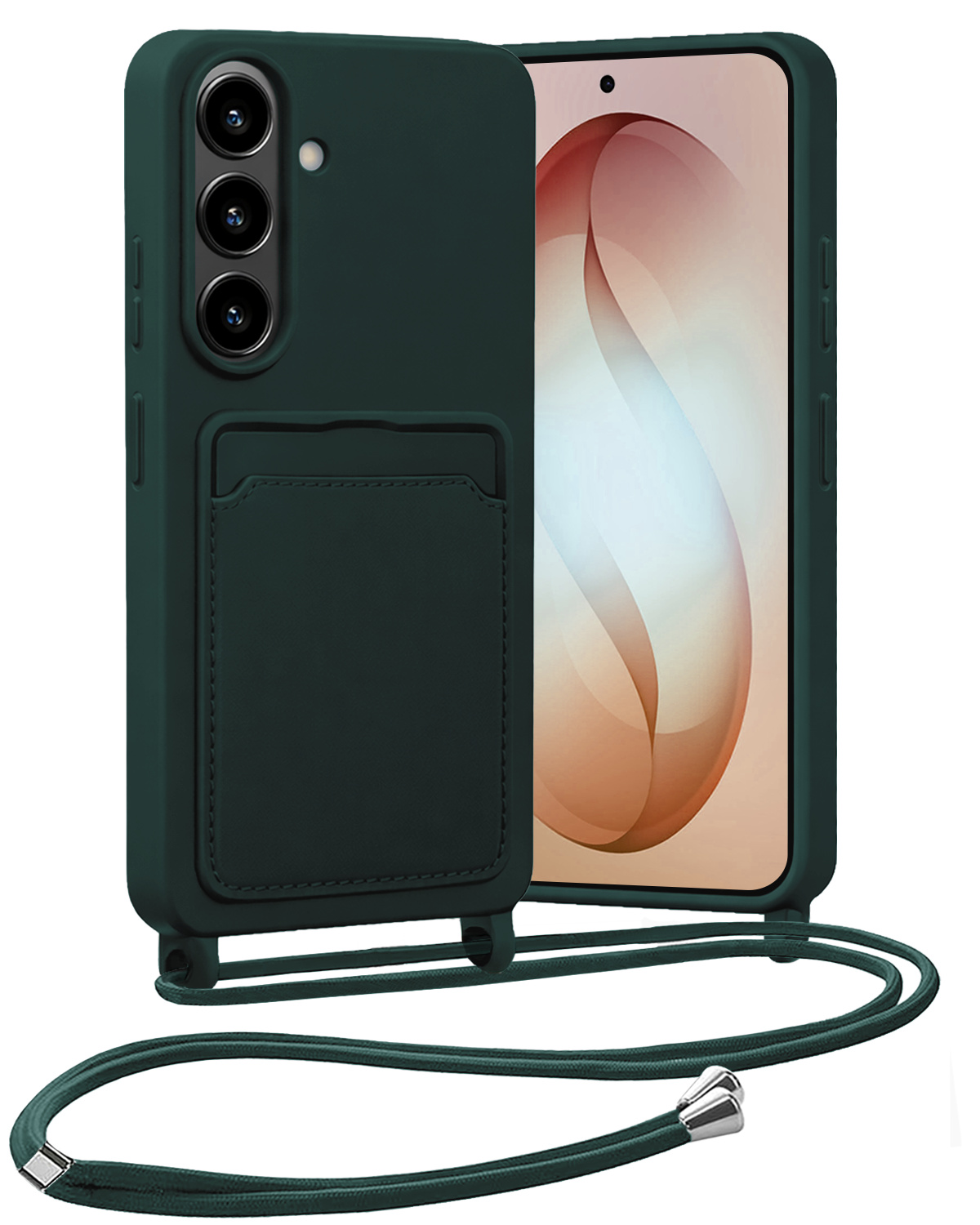 Nomfy Nomfy Samsung Galaxy S26 Hoesje Pashouder met Koord - Donkergroen