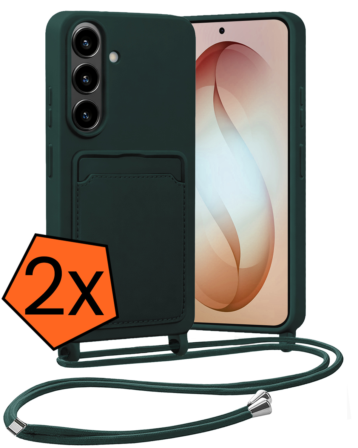 Nomfy Nomfy Samsung Galaxy S26 Hoesje Pashouder met Koord - Donkergroen - 2 PACK