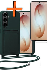 Nomfy Nomfy Samsung Galaxy S26 Hoesje Pashouder met Koord Met Screenprotector - Donkergroen