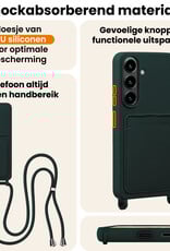 Nomfy Nomfy Samsung Galaxy S26 Hoesje Pashouder met Koord Met Screenprotector - Donkergroen