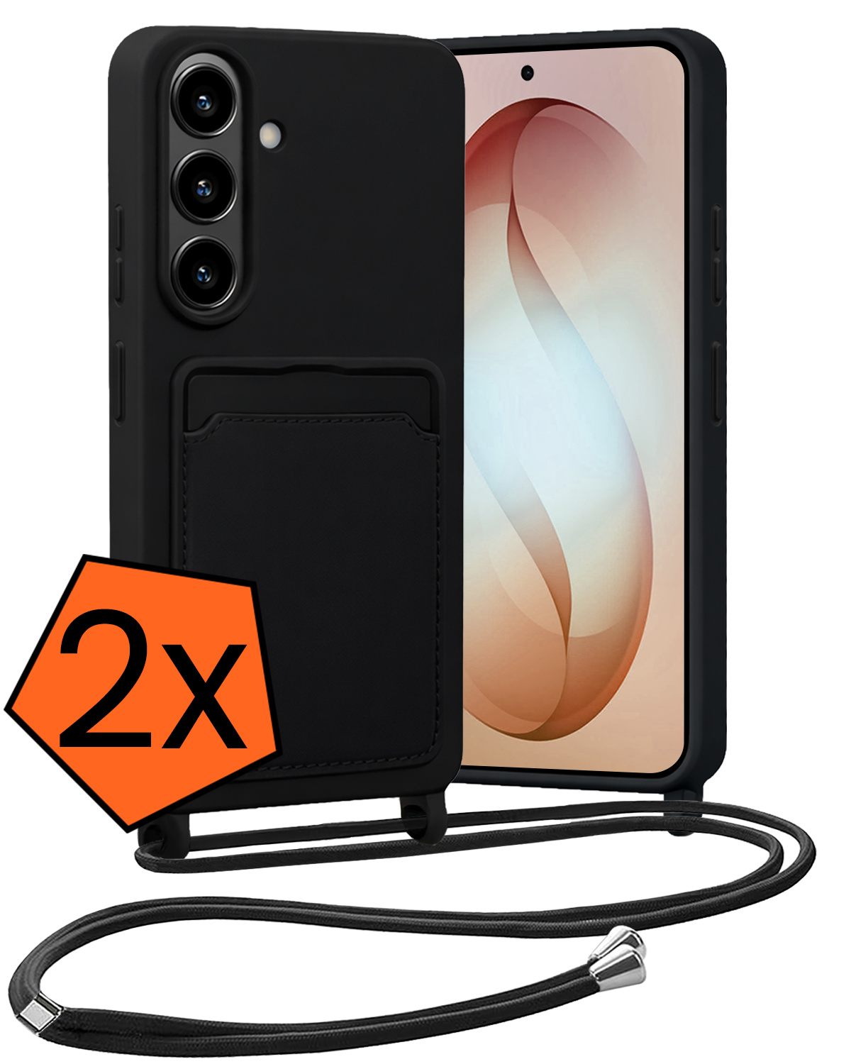 Nomfy Nomfy Samsung Galaxy S26 Hoesje Pashouder met Koord - Zwart - 2 PACK