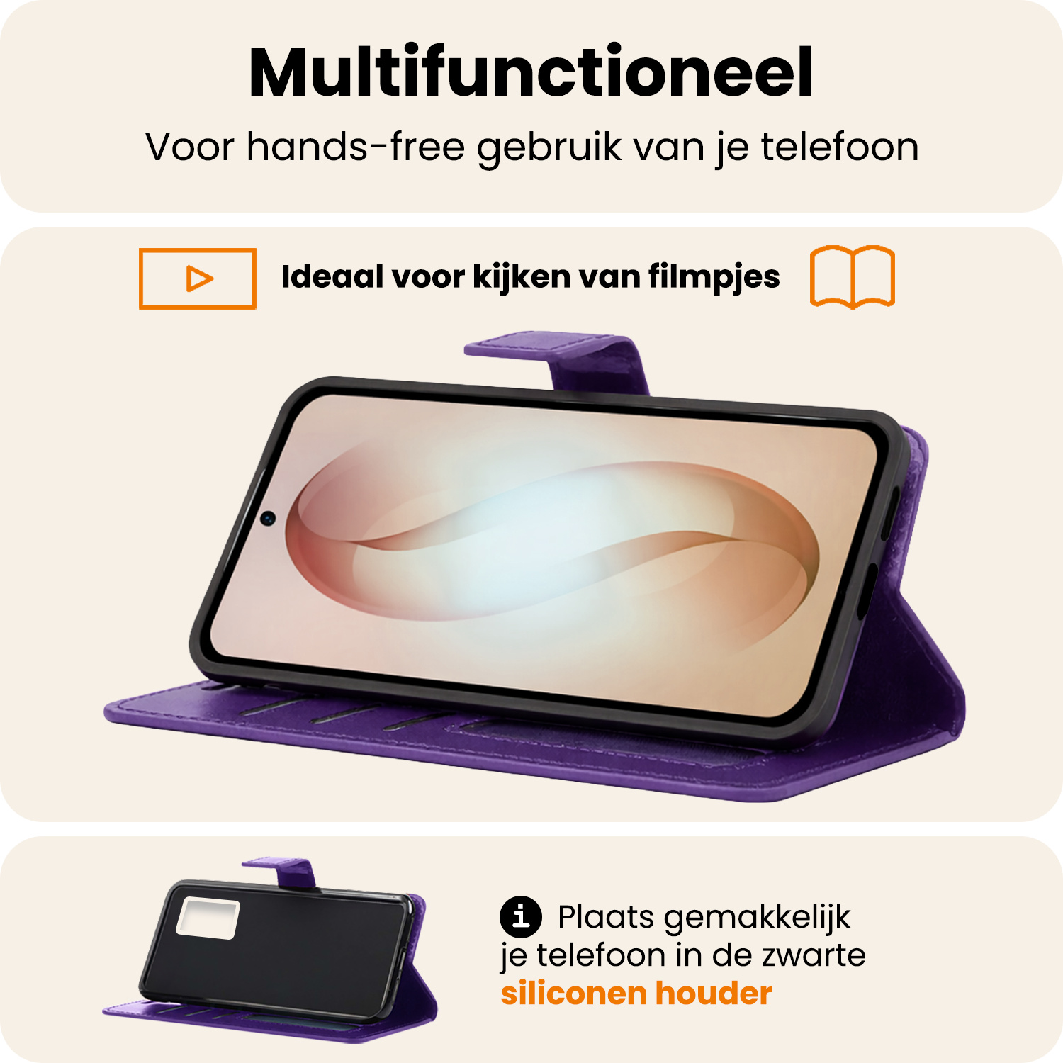 Nomfy Nomfy Samsung Galaxy S26 Hoesje Bookcase Met Screenprotector - Paars