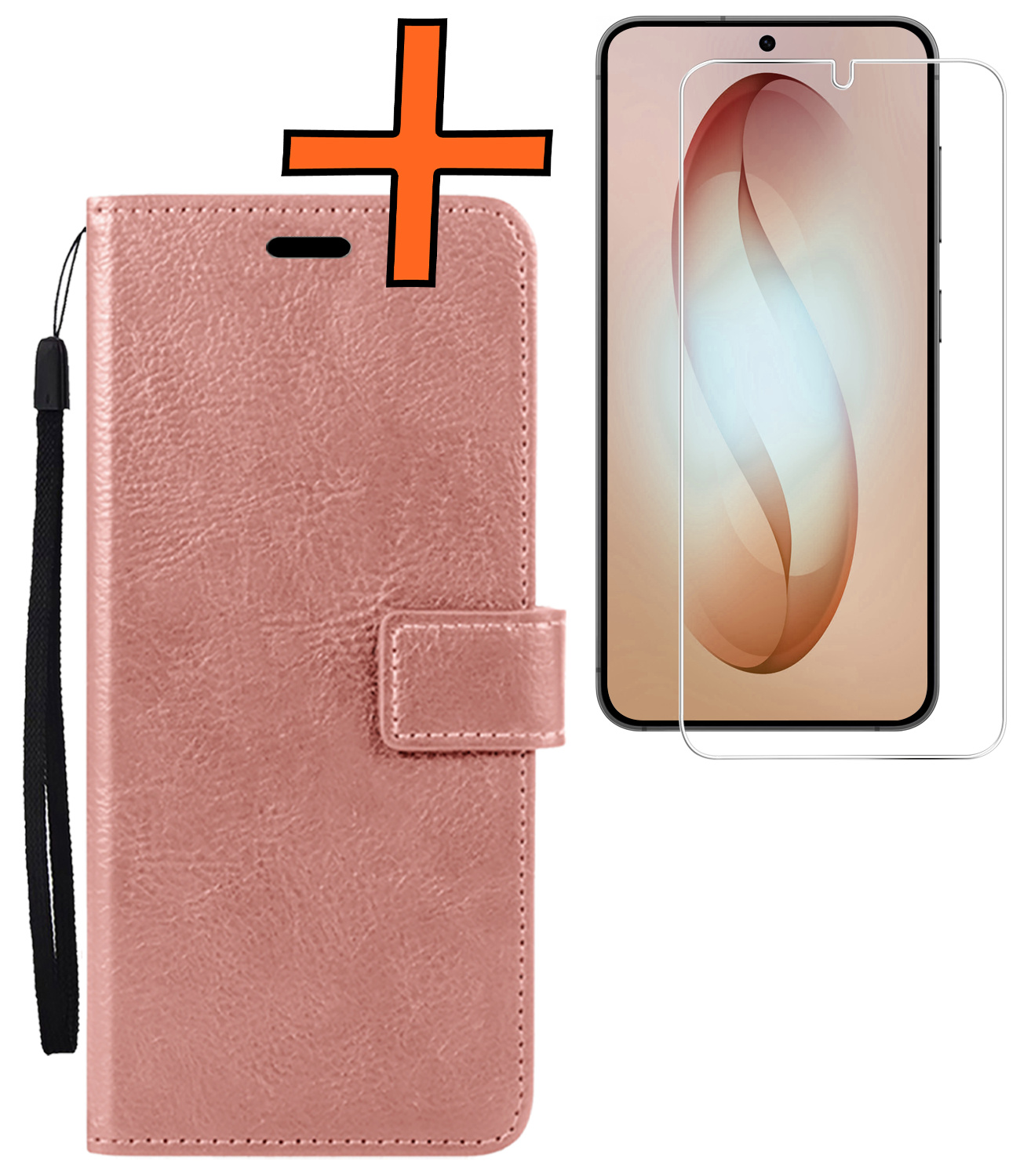 Nomfy Nomfy Samsung Galaxy S26 Hoesje Bookcase Met Screenprotector - Rose Goud