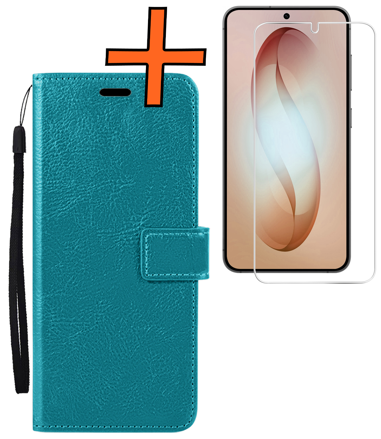Nomfy Nomfy Samsung Galaxy S26 Hoesje Bookcase Met Screenprotector - Turquoise