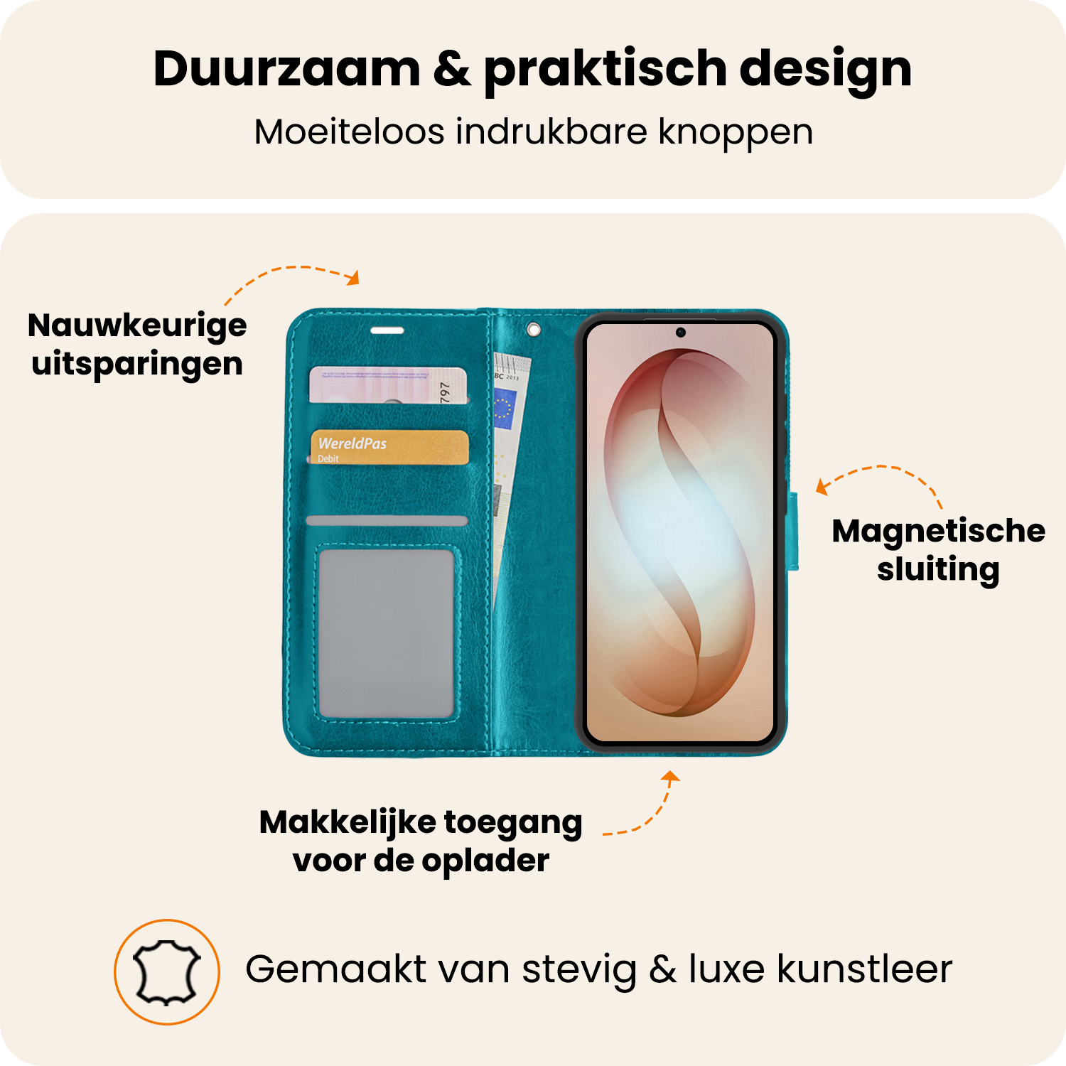 Nomfy Nomfy Samsung Galaxy S26 Hoesje Bookcase Met Screenprotector - Turquoise