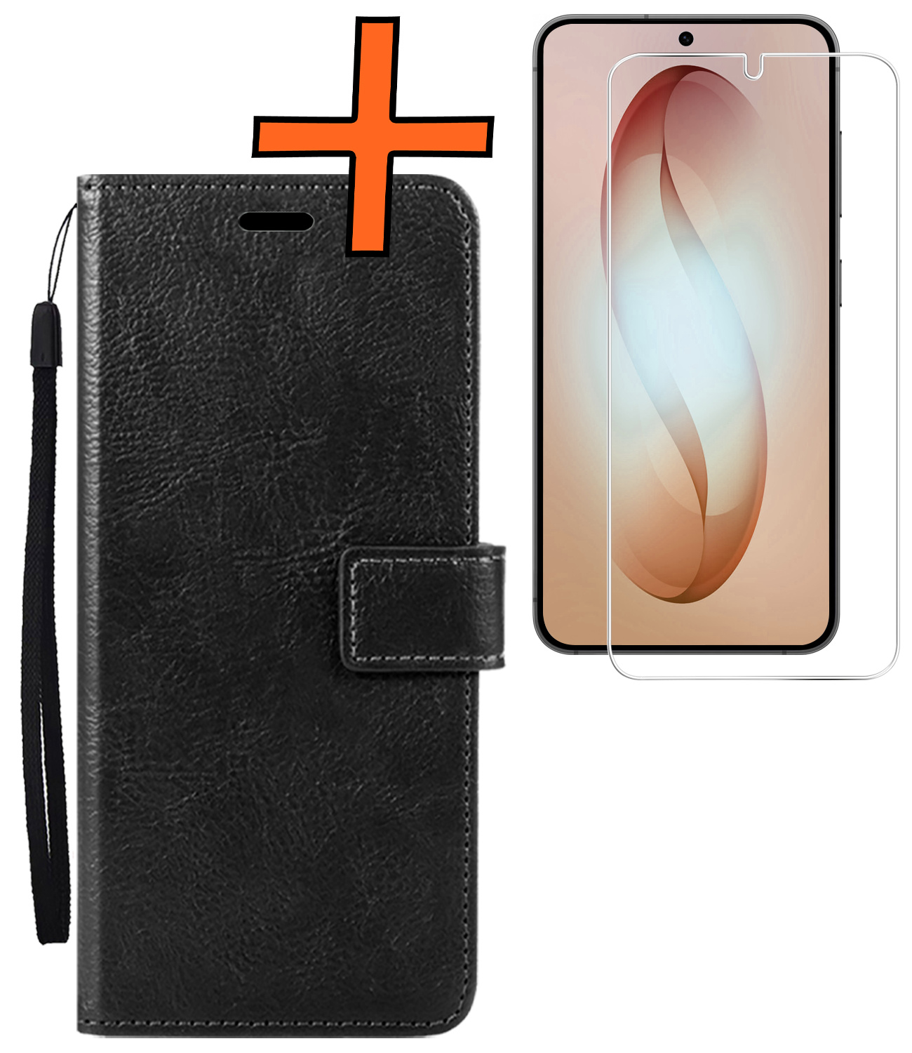 Nomfy Nomfy Samsung Galaxy S26 Hoesje Bookcase Met Screenprotector - Zwart