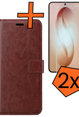 Nomfy Nomfy Samsung Galaxy S26 Hoesje Bookcase Met 2x Screenprotector - Bruin