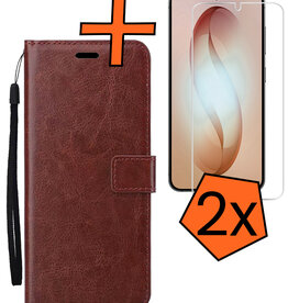 Nomfy Nomfy Samsung Galaxy S26 Hoesje Bookcase Met 2x Screenprotector - Bruin