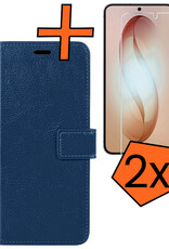 Nomfy Nomfy Samsung Galaxy S26 Hoesje Bookcase Met 2x Screenprotector - Donkerblauw