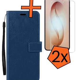 Nomfy Nomfy Samsung Galaxy S26 Hoesje Bookcase Met 2x Screenprotector - Donkerblauw