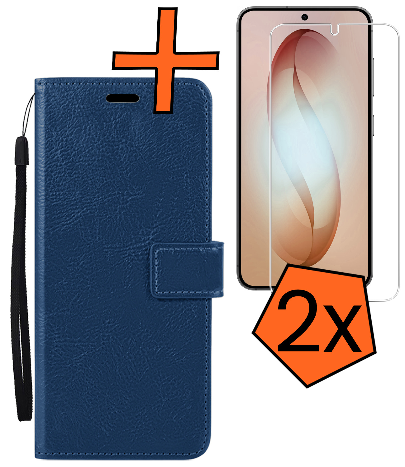 Nomfy Nomfy Samsung Galaxy S26 Hoesje Bookcase Met 2x Screenprotector - Donkerblauw