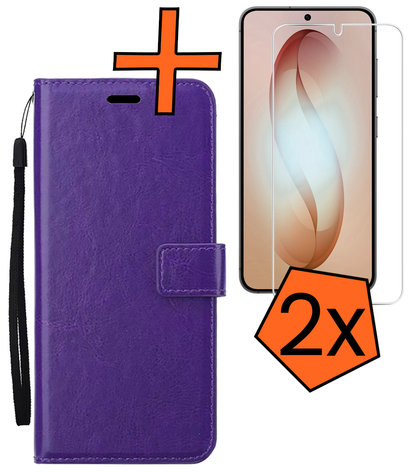 Nomfy Nomfy Samsung Galaxy S26 Hoesje Bookcase Met 2x Screenprotector - Paars