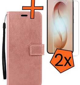 Nomfy Nomfy Samsung Galaxy S26 Hoesje Bookcase Met 2x Screenprotector - Rose Goud