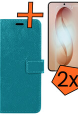 Nomfy Nomfy Samsung Galaxy S26 Hoesje Bookcase Met 2x Screenprotector - Turquoise