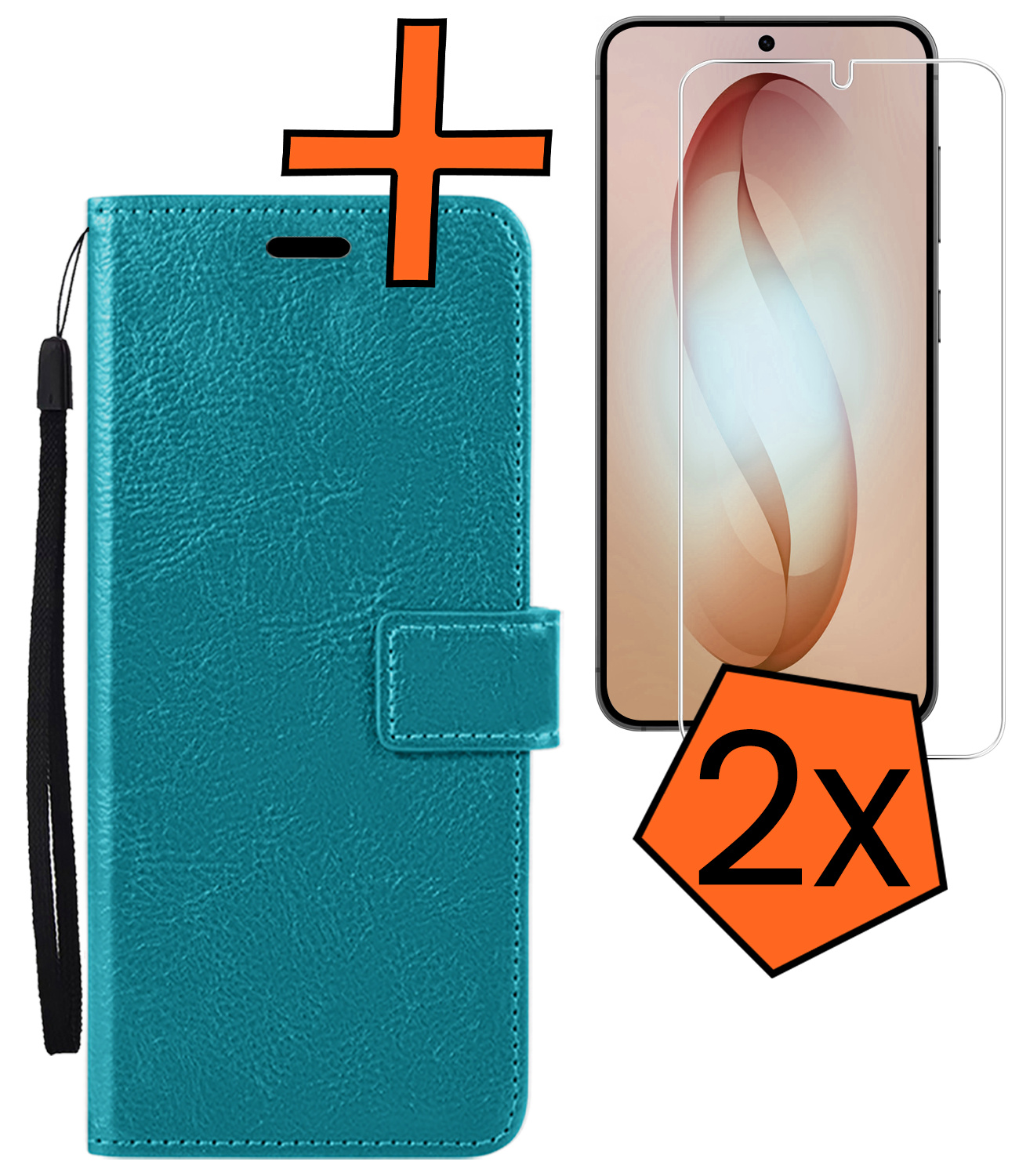 Nomfy Nomfy Samsung Galaxy S26 Hoesje Bookcase Met 2x Screenprotector - Turquoise